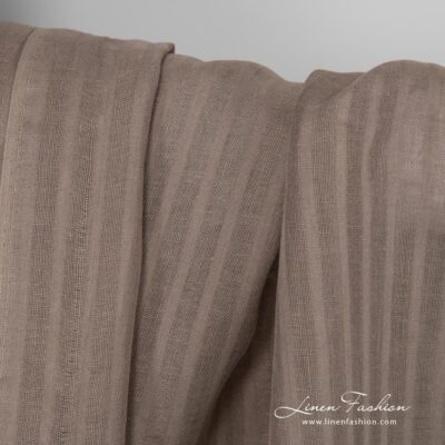 Striped grey 100% linen fabric.