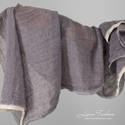 Linen wool violet fabric, washed.