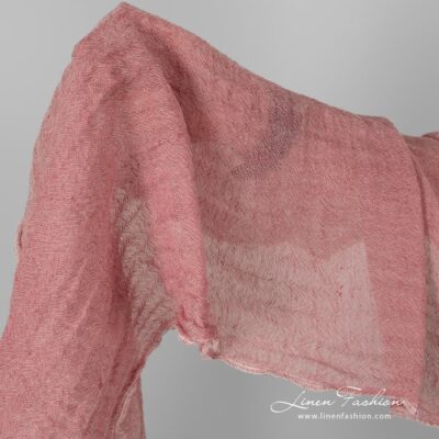 Linen wool peony pink fabric washed 5 Linen wool peony pink fabric.