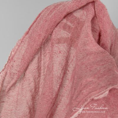 Linen wool peony pink fabric washed 6 Linen wool washed fabric.