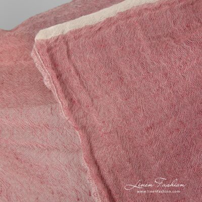 Linen wool peony pink fabric washed 8 Washed linen wool peony pink fabric.
