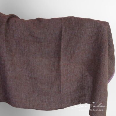Multicoloured linen fabric in waffle pattern washed 5 Multicolored linen fabric