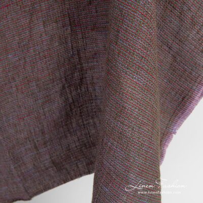 Multicoloured linen fabric in waffle pattern washed 8 Multicolored linen fabric, washed