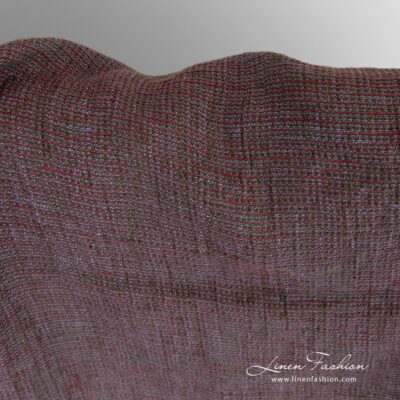 Multicoloured linen fabric in waffle pattern washed 7 Multicolored linen fabric with "waffle" checks