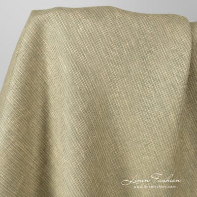 Linen fabric yellow grey melange waffle 6 Yellow grey melange waffle linen fabric.