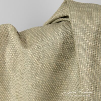 Linen fabric yellow grey melange waffle 7 Melange waffle linen fabric.
