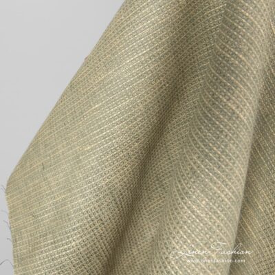 Linen fabric yellow grey melange waffle 8 100% linen fabric in yellow grey.