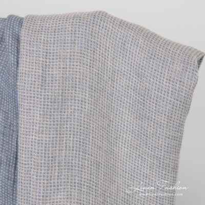 Washed blue-grey checked linen fabric 6 Bluish linen fabric, washed