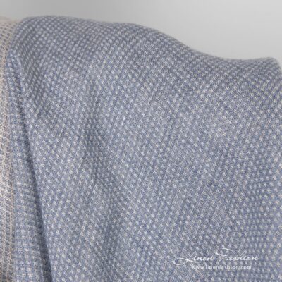 Washed blue-grey checked linen fabric 8 Bluish linen fabric, high quality