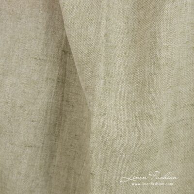 Linen cotton fabric woven from green and white yarns