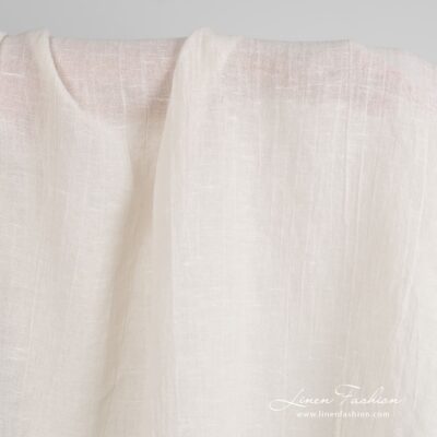 Off-white linen cotton fabric in plain weave