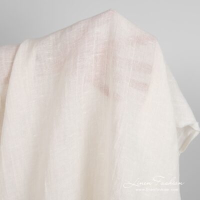 Off-white linen cotton fabric in plain weave, for light clothes, shawls, curtains