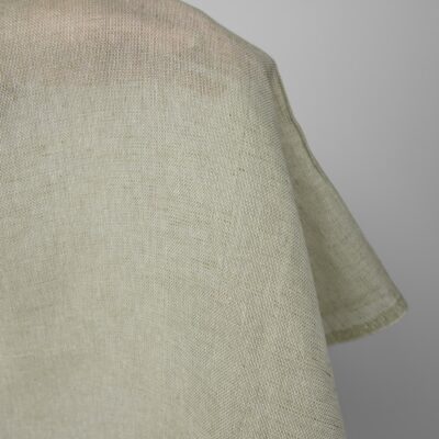 Linen cotton fabric white and olive green melange 5 Linen cotton fabric white and olive green melange, plain weave