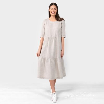 SERENA Dress beige 7 SERENA natural color linen dress