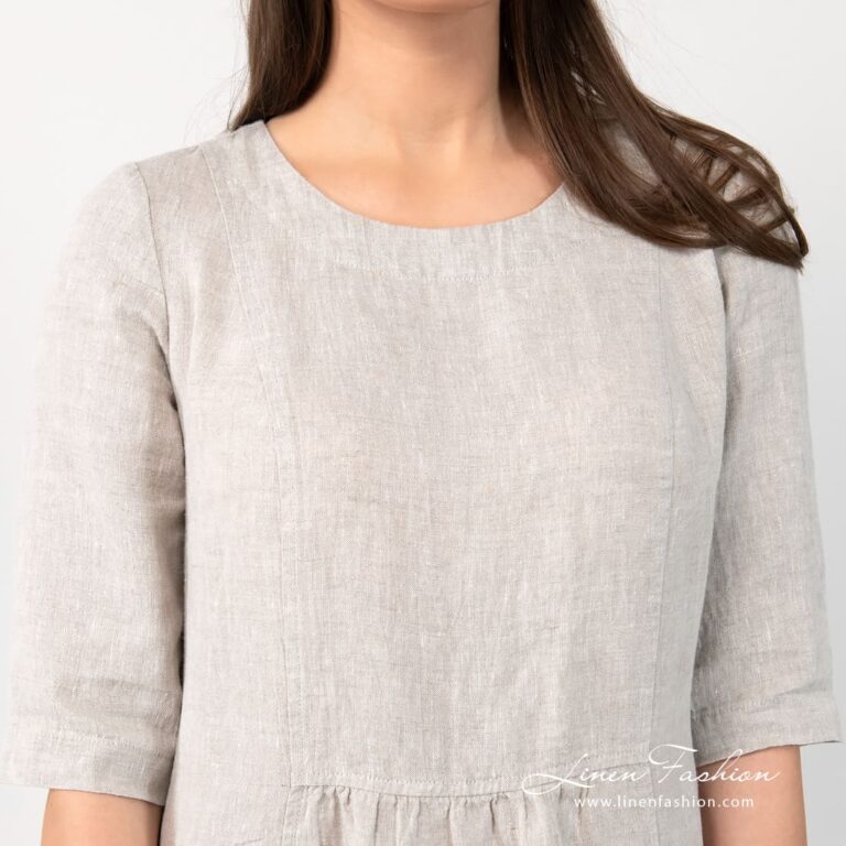 chinese dress ladies SERENA linen draped dress – Allon Paris main image 0