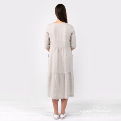 SERENA Dress beige 12 SERENA natural color linen dress from back side