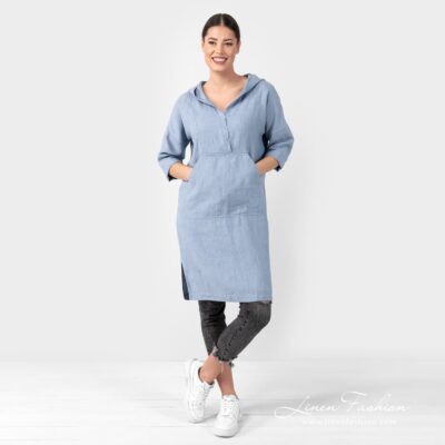 ENY light blue linen dress with front pocket