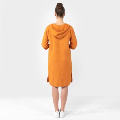 EMY orange linen dress from back side