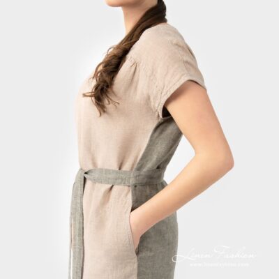 TWIGO brownish linen dress with pockets