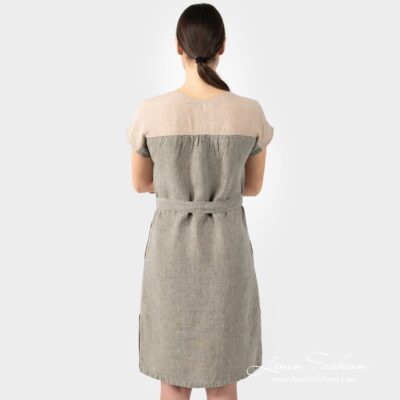 TWIGO brownish linen dress with matching belt