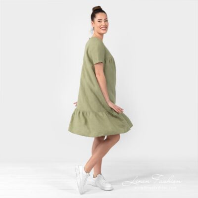 SAVANA Dress moss green 8 SAVANA loose fit moss green linen dress