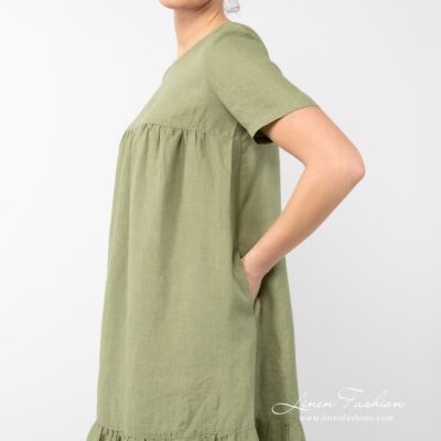 SAVANA Dress moss green 9 SAVANA moss green linen dress with pockets