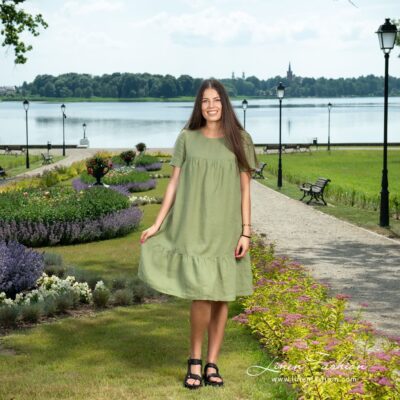 SAVANA Dress moss green 6 SAVANA moss green linen dress, specially washed