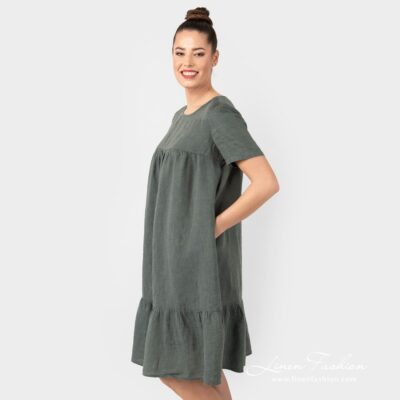 SAVANA Dress dark grey 8 SAVANA widening dark grey linen dress