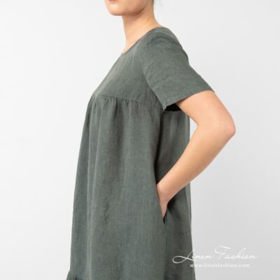 SAVANA Dress dark grey 9 SAVANA widening dark grey linen dress with pockets