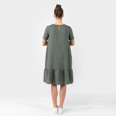 SAVANA Dress dark grey 10 SAVANA dark grey linen dress from back side
