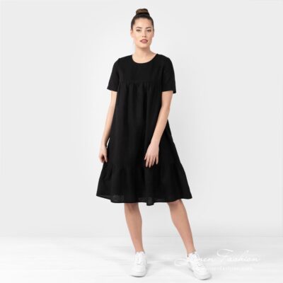 SAVANA Dress black 7 SAVANA widening black linen dress