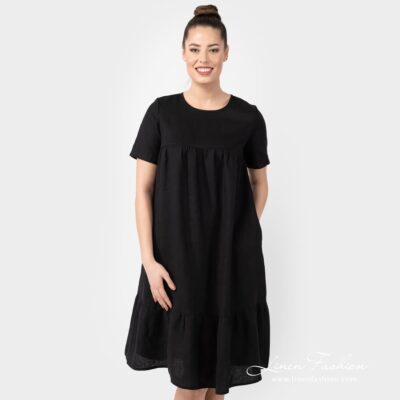 SAVANA Dress black 9 SAVANA black linen dress front side