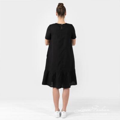 SAVANA Dress black 12 SAVANA black linen dress back side
