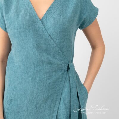 CATALINA Dress turquoise 8 CATALINA wrap model turquoise dress with belt