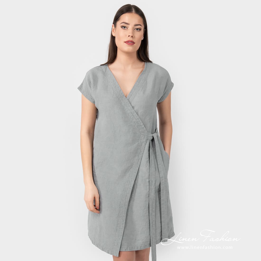 CATALINA light grey linen dress