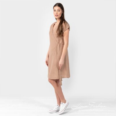 CATALINA Dress light brown 7 CATALINA light brown linen dress with belt