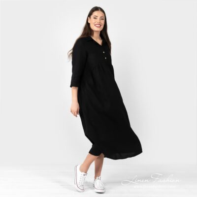 MONTANA Dress black 8 MONTANA black linen dress with widening silhouette
