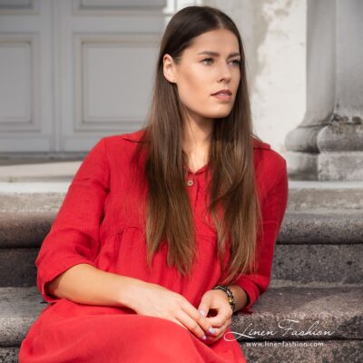 MONTANA INA Dress red 11 Long red linen dress