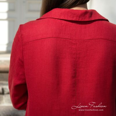 MONTANA INA Dress red 14 Red linen dress in small delicate design