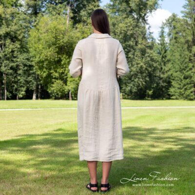 MONTANA INA Dress light sand 8 Long light sand linen dress