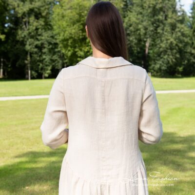 MONTANA INA Dress light sand 9 Light sand linen dress from the backside
