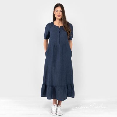 ZOE Dress dark blue 8 ZOE navy linen dress