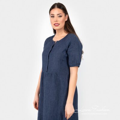 ZOE Dress dark blue 12 ZOE navy linen dress with pockets