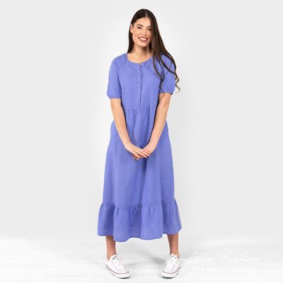 ZOE Dress violet blue 9 ZOE orchid linen dress with wrinkled bottom