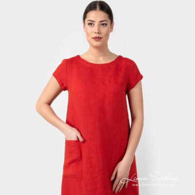 OLIVIA Dress red 8 OLIVIA scarlet red linen dress