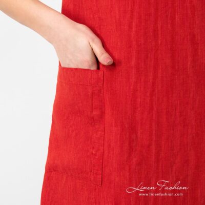 OLIVIA Dress red 9 OLIVIA scarlet red linen dress with pockets