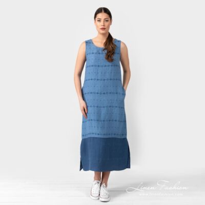AURORA blue linen dress in full size