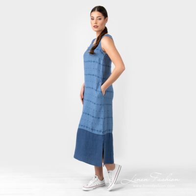 AURORA blue linen long dress