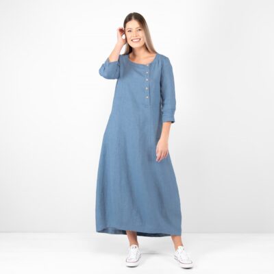 JULI Dress jeans blue 8 long jeans blue linen dress