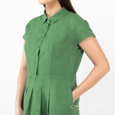 NICOLE Dress green 10 linen green long dress with pockets.